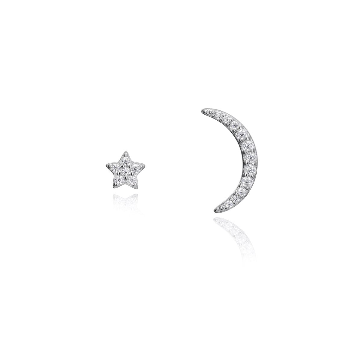 VICEROY JEWELS Mod. 71061E000-30 silver earrings with star and moon design, quartz movement, 5 ATM water resistance, ladies' fashion.