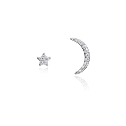 VICEROY JEWELS Mod. 71061E000-30 silver earrings with star and moon design, quartz movement, 5 ATM water resistance, ladies' fashion.