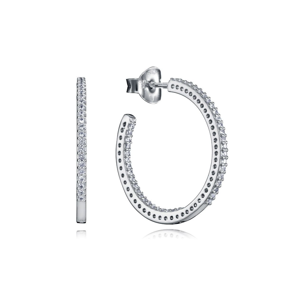 VICEROY JEWELS Mod. 7111E023-30 elegant silver 925° hoop earrings with quartz analog design, water resistant, in official box.