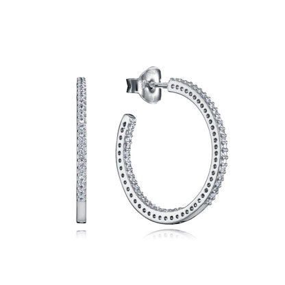 VICEROY JEWELS Mod. 7111E023-30 elegant silver 925° hoop earrings with quartz analog design, water resistant, in official box.