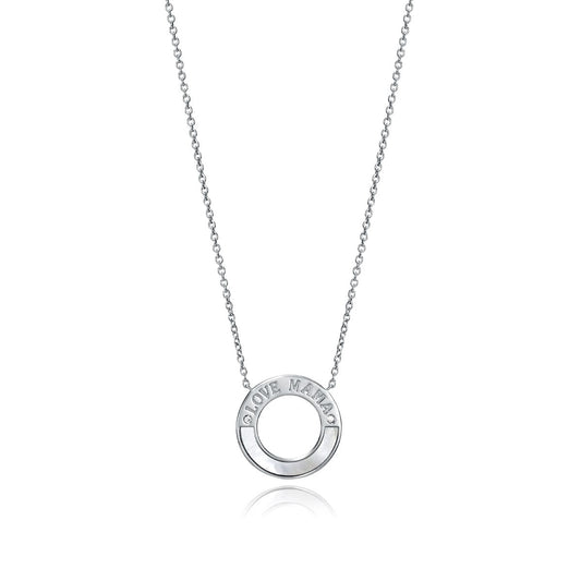 Elegant silver necklace with a circular pendant inscribed 'LOVED' from VICEROY JEWELS Mod. 85013C000-90 for ladies. Quartz, water-resistant to 5 ATM.