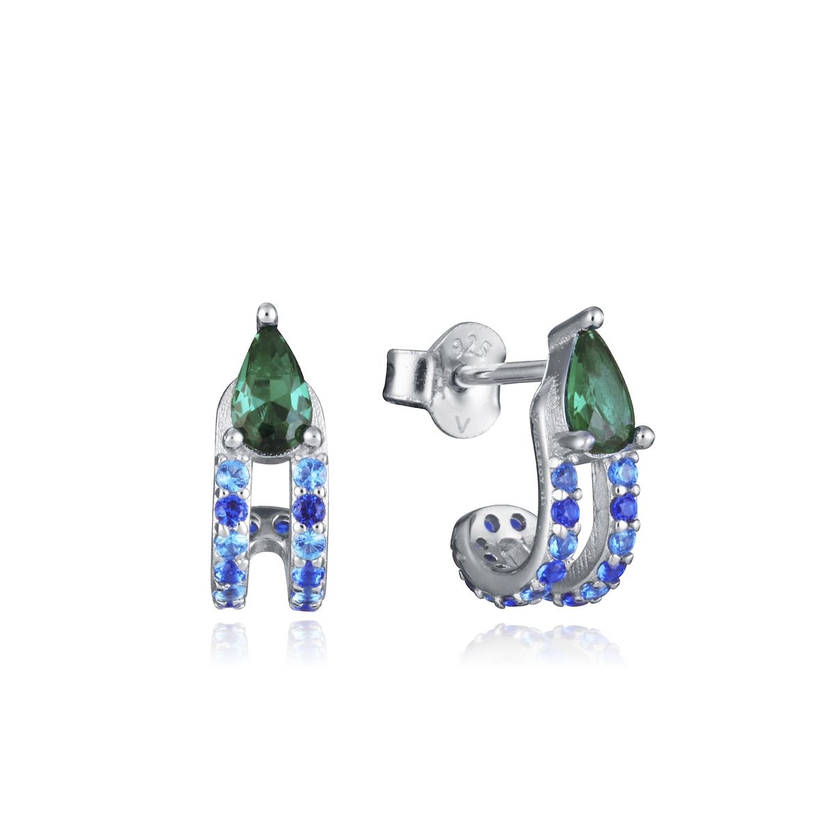 Elegant silver earrings with green and blue gemstones, VICEROY JEWELS Mod. 9130E000-39, designed for ladies, in official packaging.