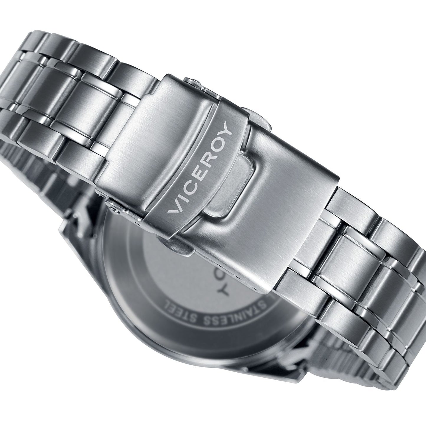 Stainless steel clasp of VICEROY Mod. 401017-37 watch, showcasing intricate design and logo detailing.