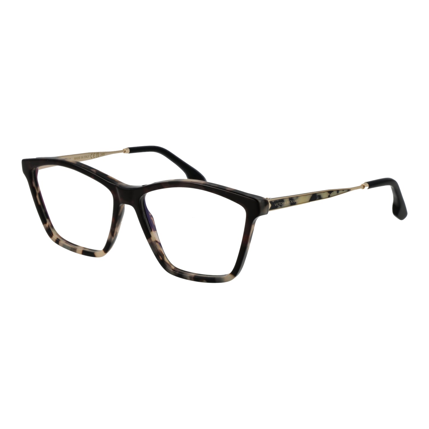 Alt Tag: VICTORIA BECKHAM MOD. VB2656 56062 lady's eyeglasses with a modern, stylish design in a black and tortoise-shell finish.