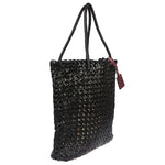 VIPERA Montale tote bag, black woven leather shopping bag with removable shoulder strap, elegant and stylish accessory.