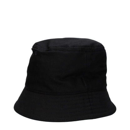 Valentino Garavani Black Cotton Bucket Hat with front logo, casual style, made from 98% cotton and 2% elastane.