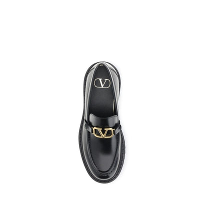 Valentino Garavani Black Leather Slip-On Loafers