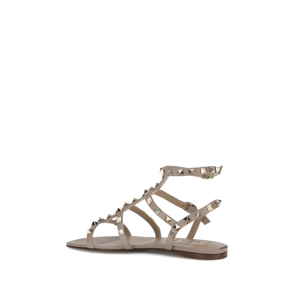 Valentino Garavani Gray Calf Leather Bos Taurus Sandals