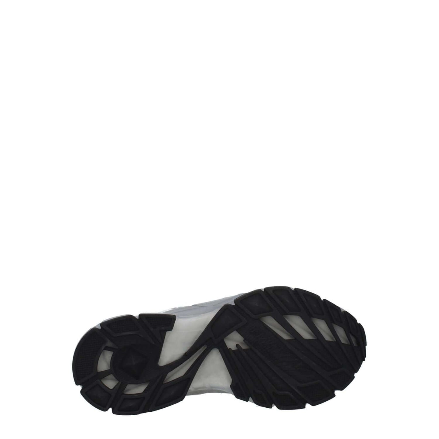 Sole view of Valentino Garavani Gray Fabric Athletic Sneakers with rubber outsole and tread pattern.