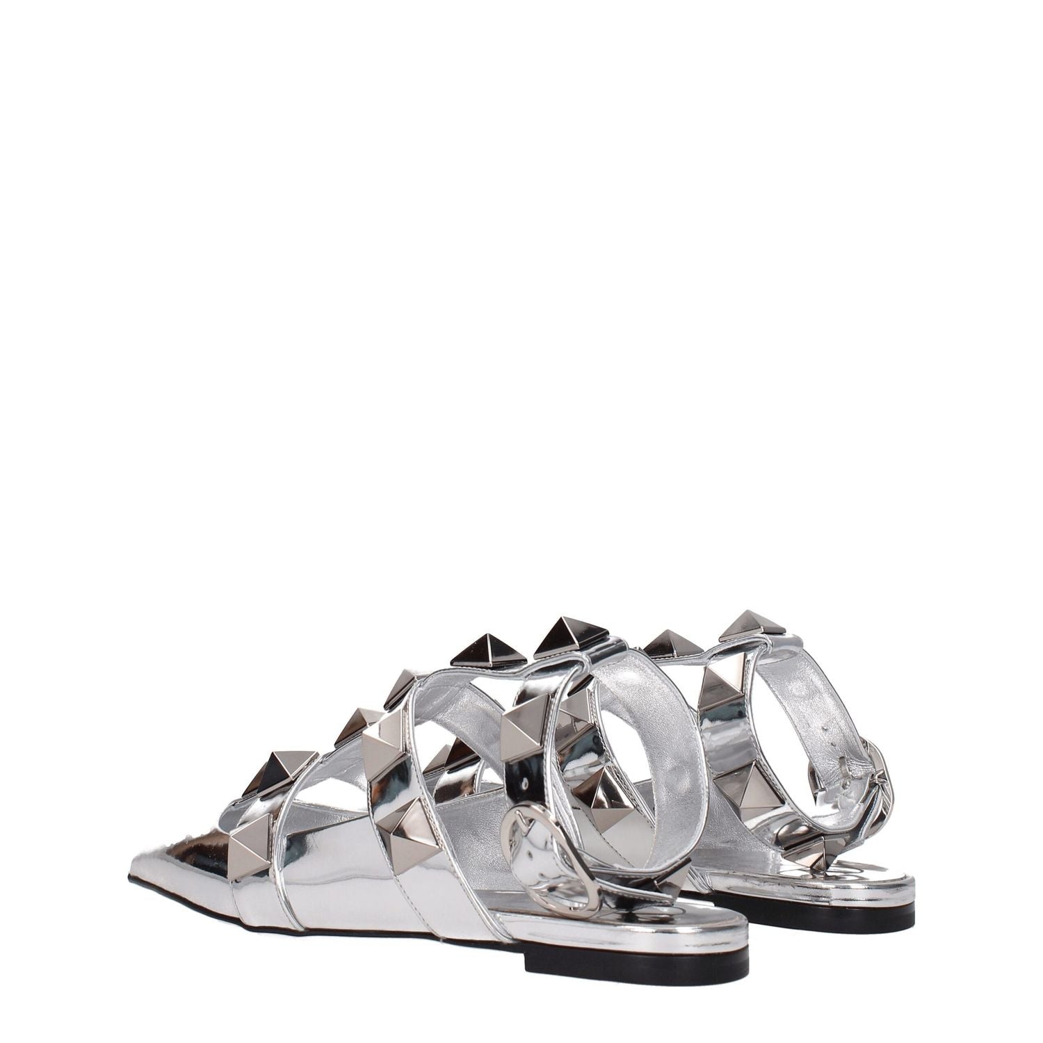 Valentino Garavani Gray Leather Flat Sandals