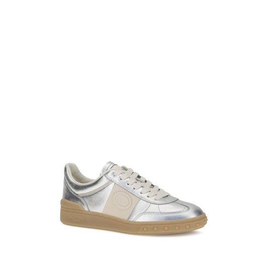 Valentino Garavani Laminated leather Upvillage Sneakers with tasseled band, rubber sole, and Valentino logo, AW25 collection.