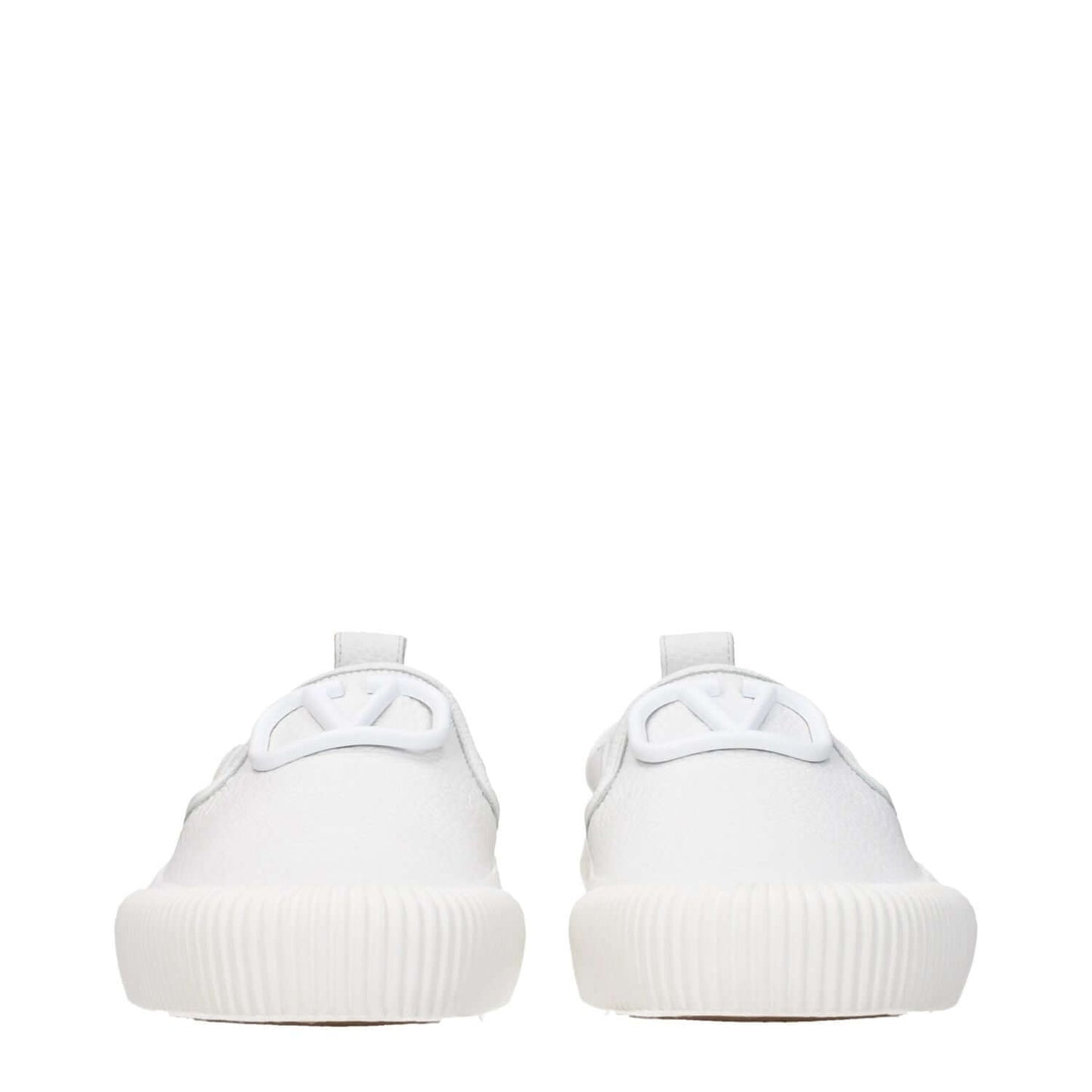 Valentino Garavani White Leather Slip-On Loafers with rubber sole, round toe, and front logo detailing, MPN S0G77MYU0BO.