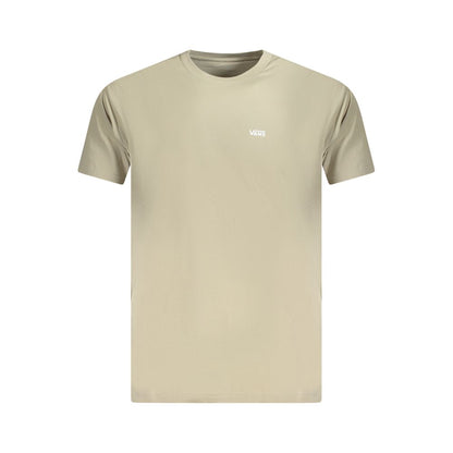 Vans Beige Cotton Men T-Shirt with crew neck and short sleeves, featuring iconic Vans logo, relaxed fit, and classic style.