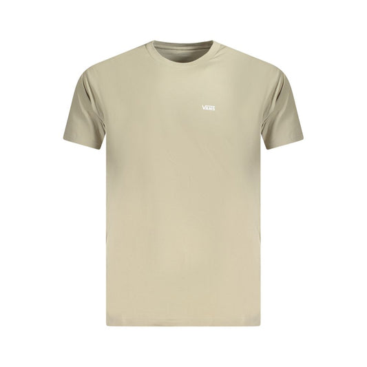 Vans Beige Cotton Men T-Shirt with crew neck and short sleeves, featuring iconic Vans logo, relaxed fit, and classic style.
