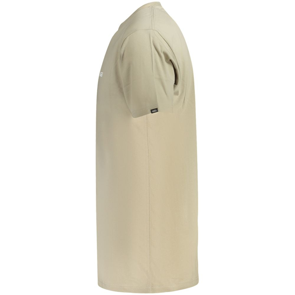 Side view of Vans Beige Cotton Men T-Shirt showcasing the classic crew neck design with short sleeves and iconic Vans logo.