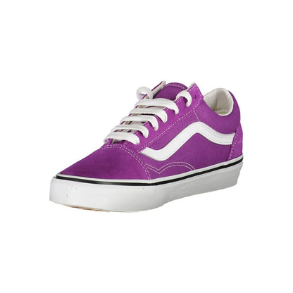 Vans Purple Polyester Sneaker with laces, old skool design, contrasting details, and logo. Perfect sports shoe for style and comfort.