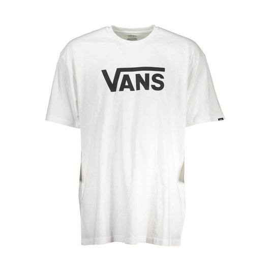 Vans White Cotton Men T-Shirt with iconic logo, perfect for skater-chic style and comfort.