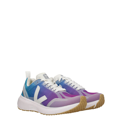 Veja Multicolor Fabric Athletic Sneakers with rubber sole, lace-up closure, and logo detailing. Stylish, sporty design with mid heels, round toe.