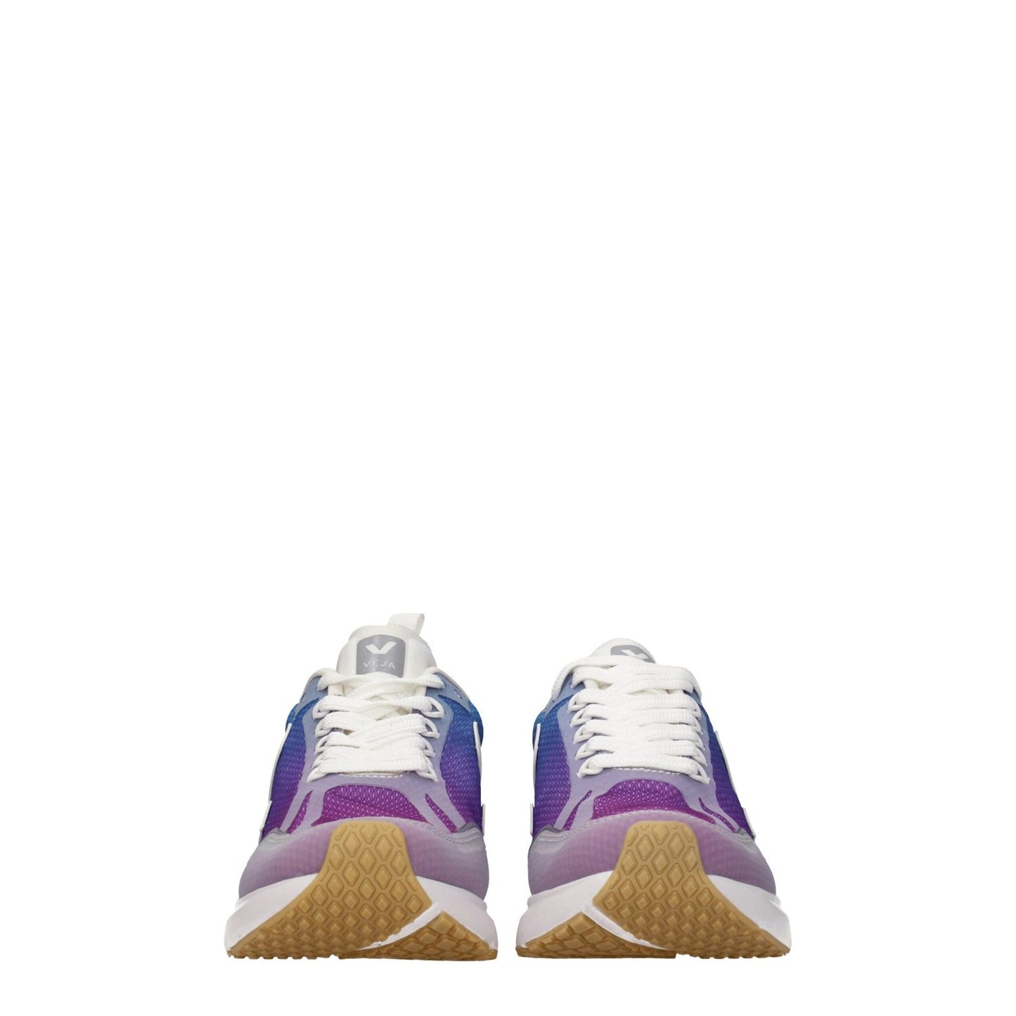 Front view of Veja Multicolor Fabric Athletic Sneakers with rubber sole and lace-up closure, featuring a sporty glam style and mid heels.