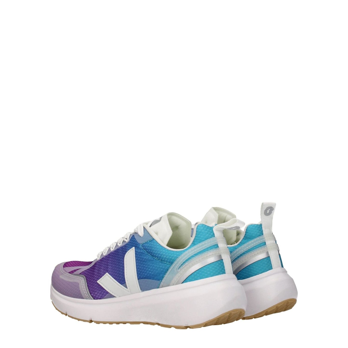 Veja Multicolor Fabric Athletic Sneakers with logos, rubber sole, and lace-up closure featuring a 4 cm mid heel and round toe design.