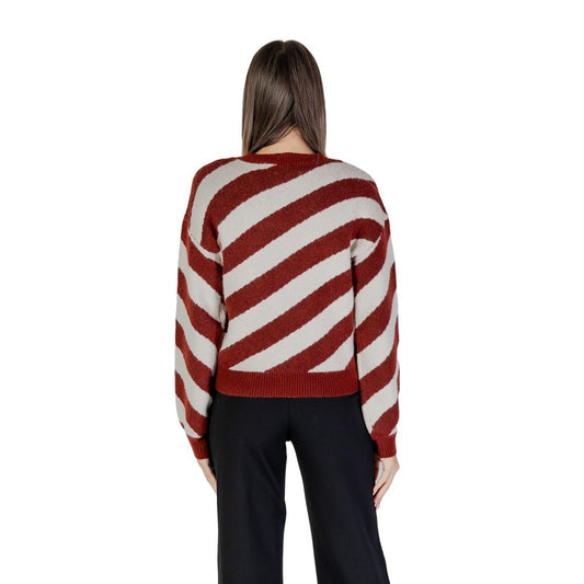 Back view of Vero Moda Bordeaux Recycled Polyester Sweater featuring striped design, part of women's knitwear collection for fall/winter.