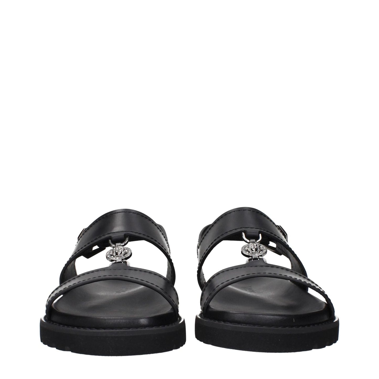 Versace Black Leather Sandals