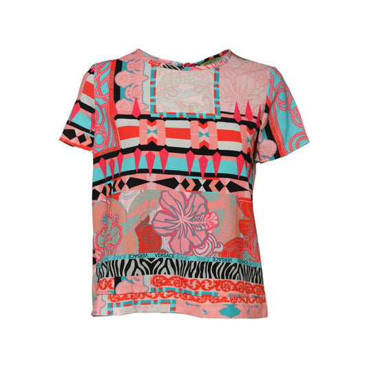 Versace Jeans Multicolor Print Short Sleeves Women Blouse Top TSH83830-42