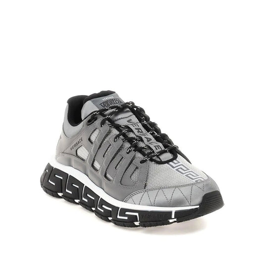Versace Trigreca Sneaker with leather details, rubber sole, and logo accents, crafted in Italy.