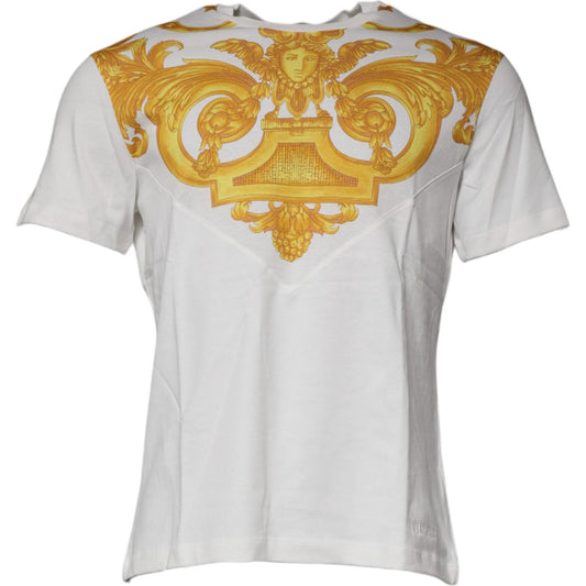 Versace White Medusa Print Cotton Crew Neck T-shirt TSH87195-50