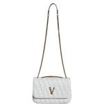 Versace White Mini Nappa Leather Crossbody Shoulder Bag Versace Light Gray