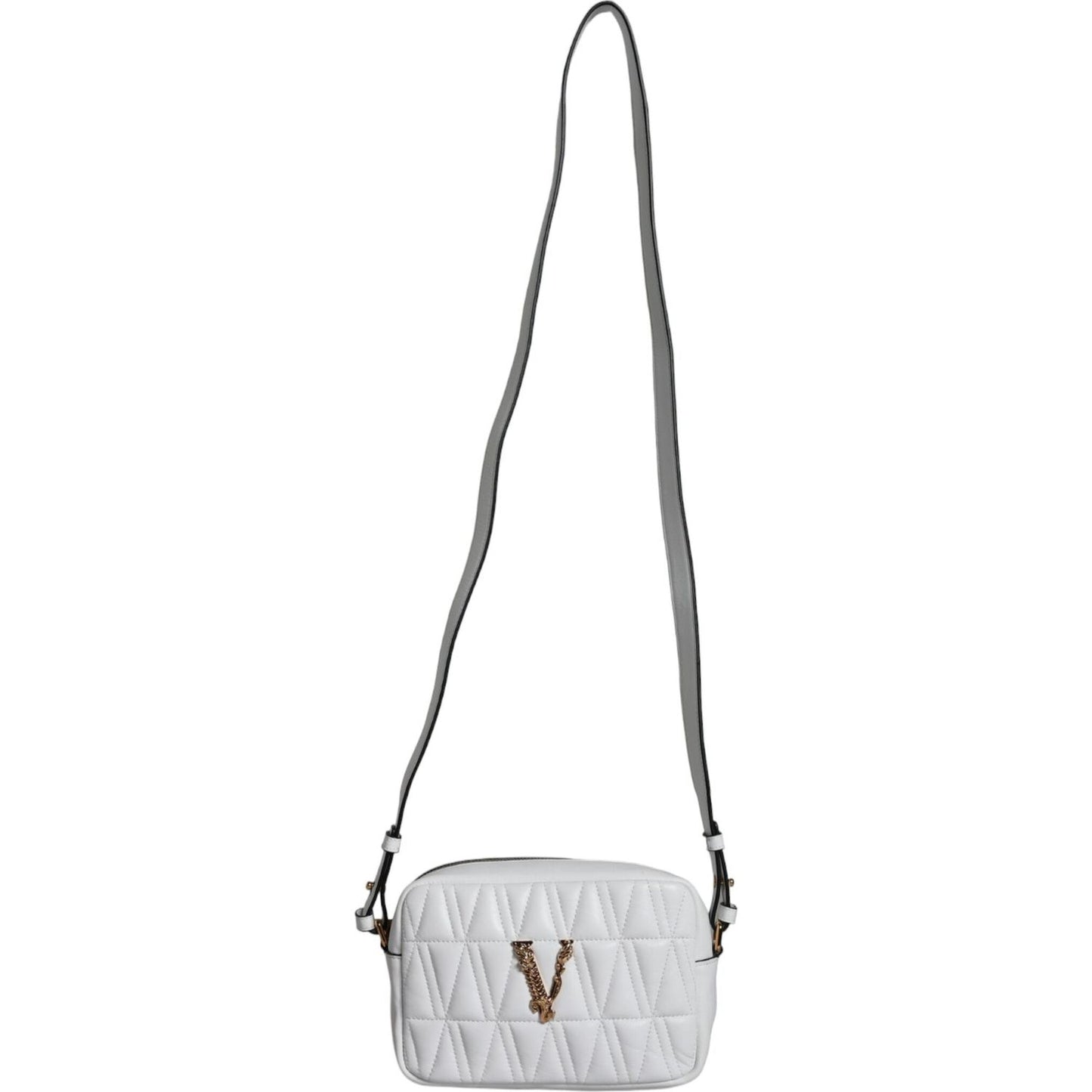 Versace White Quilted Nappa Leather Crossbody Shoulder Bag BAG1609
