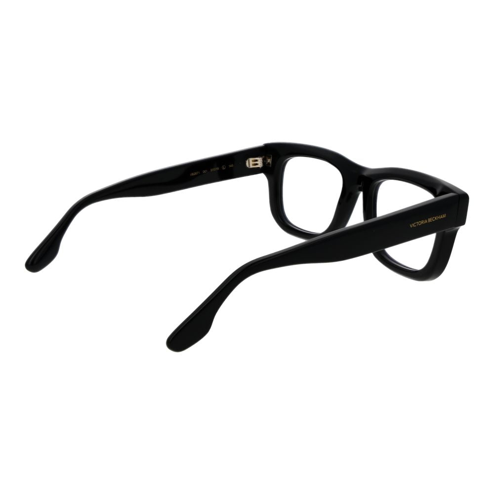Victoria Beckham Black Acetate Glasses (Frames) for women, full-rim rectangle style, demo lenses, branded case included.