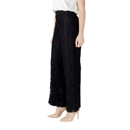 Vila Clothes Black Cotton Casual Pants