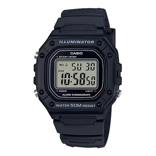 ?CASIO TIMELESS COLLECTION Mod. SPORT ILLUMINATOR WR 50M. ALARM. CHRONOGRAPH - BLACK W-218H-1AVDF