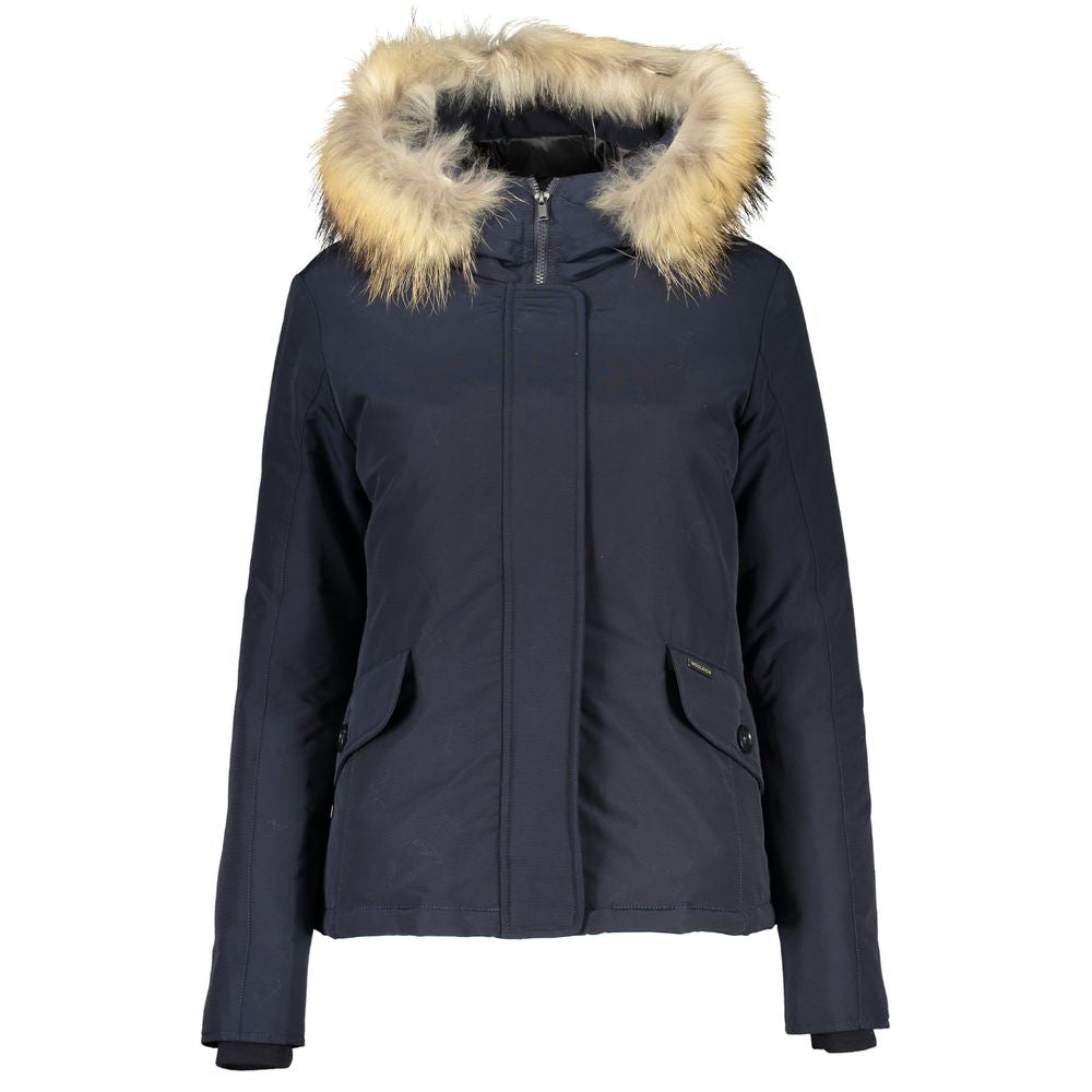 Woolrich Blue Cotton Women's Jacket with Hood Woolrich