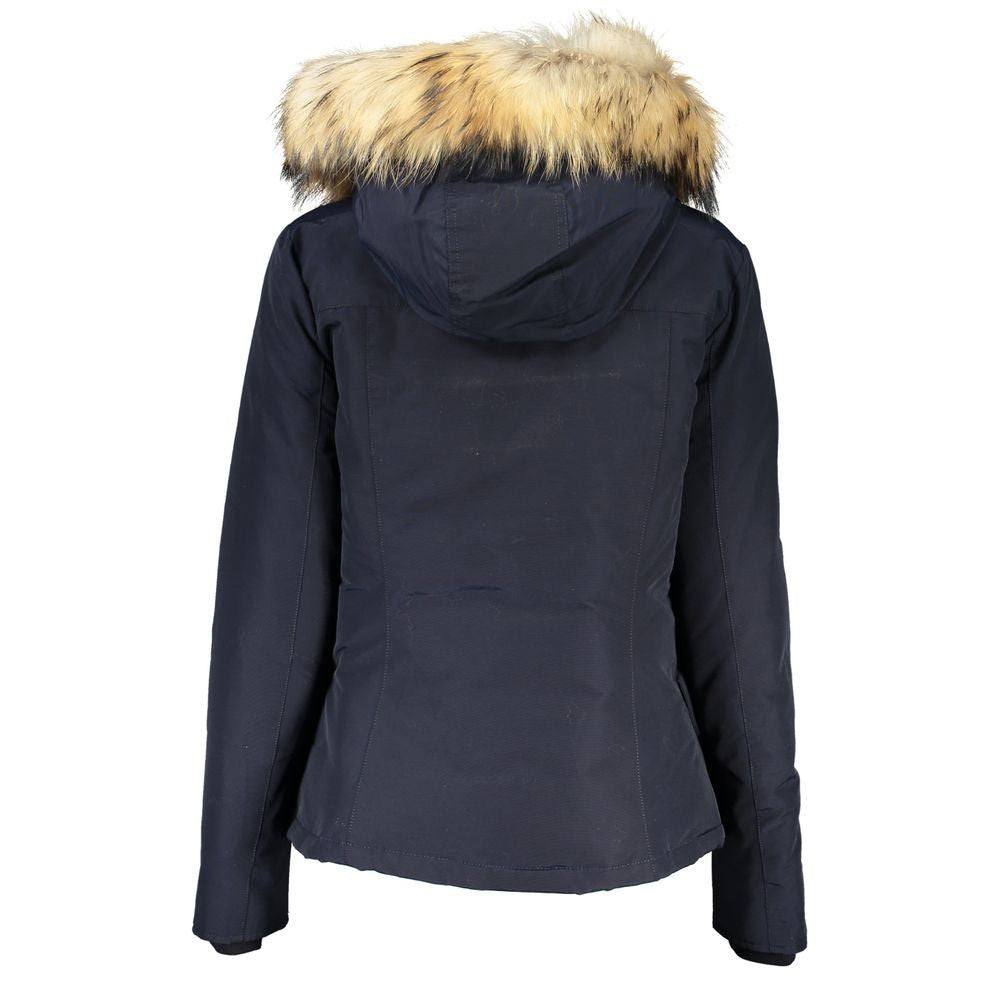 Woolrich Blue Cotton Women's Jacket with Hood