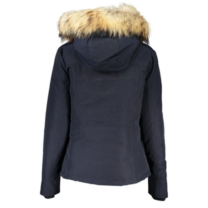 Woolrich Blue Cotton Women's Jacket with Hood Woolrich