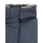 Close-up of Woolrich Boulder Down Jacket faux fur-lined hood detail.