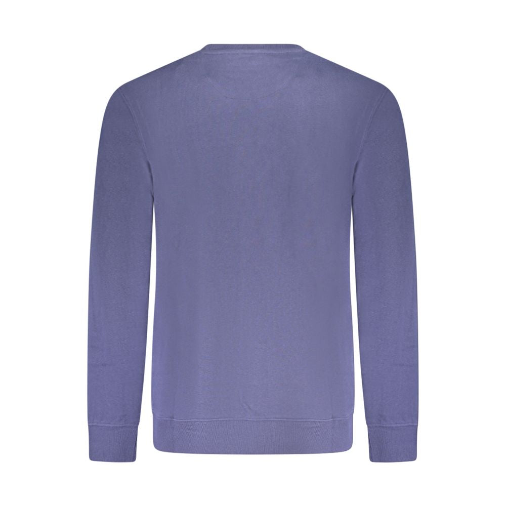 Wrangler Blue Cotton Men Sweater - back view showcasing brushed texture and crew neck design.