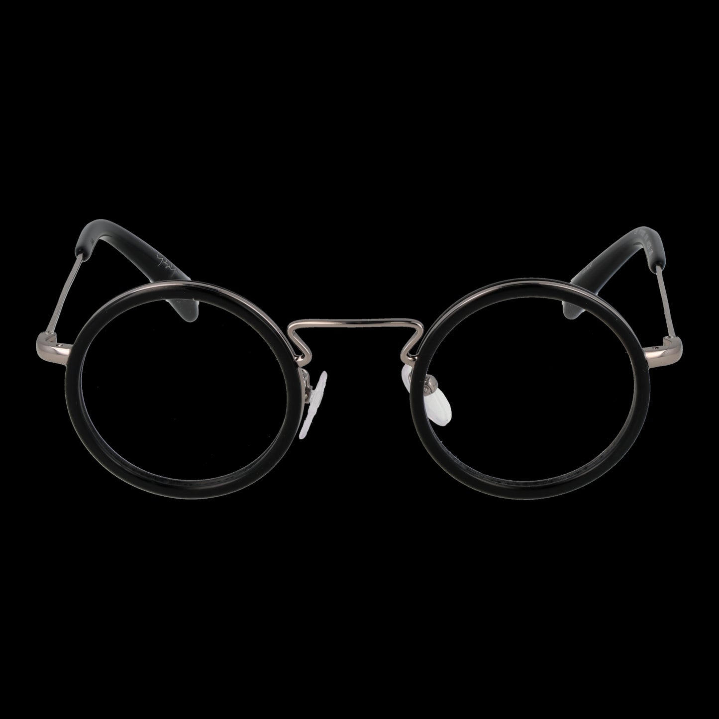 YOHJI YAMAMOTO MOD. YY1003 44019 round eyeglasses for gents, featuring a unique design on a black background.