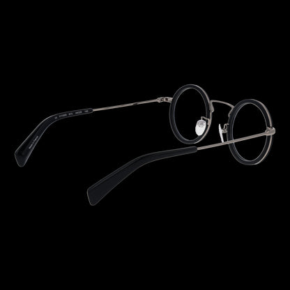 YOHJI YAMAMOTO MOD. YY1003 44613 round-frame gents eyewear in black with metal detailing.