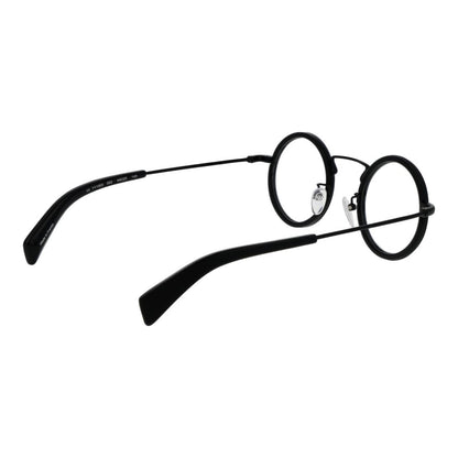 Yohji Yamamoto Black Acetate Glasses (Frames), unisex full-rim round design, acetate material, black frame for stylish eyewear