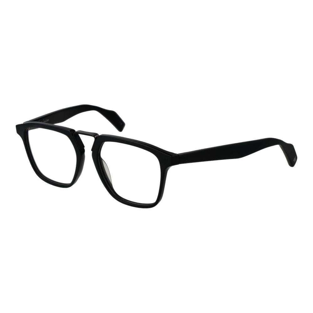 Yohji Yamamoto Black Plastic Glasses (Frames) for men, full-rim rectangle style with demo lenses, size 53-17-148.