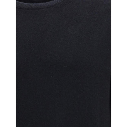 ZEGNA Black Cashmere Cashmere Sweater featuring ribbed crew neck, cuffs, and hem for luxurious and soft texture, made in Italy.