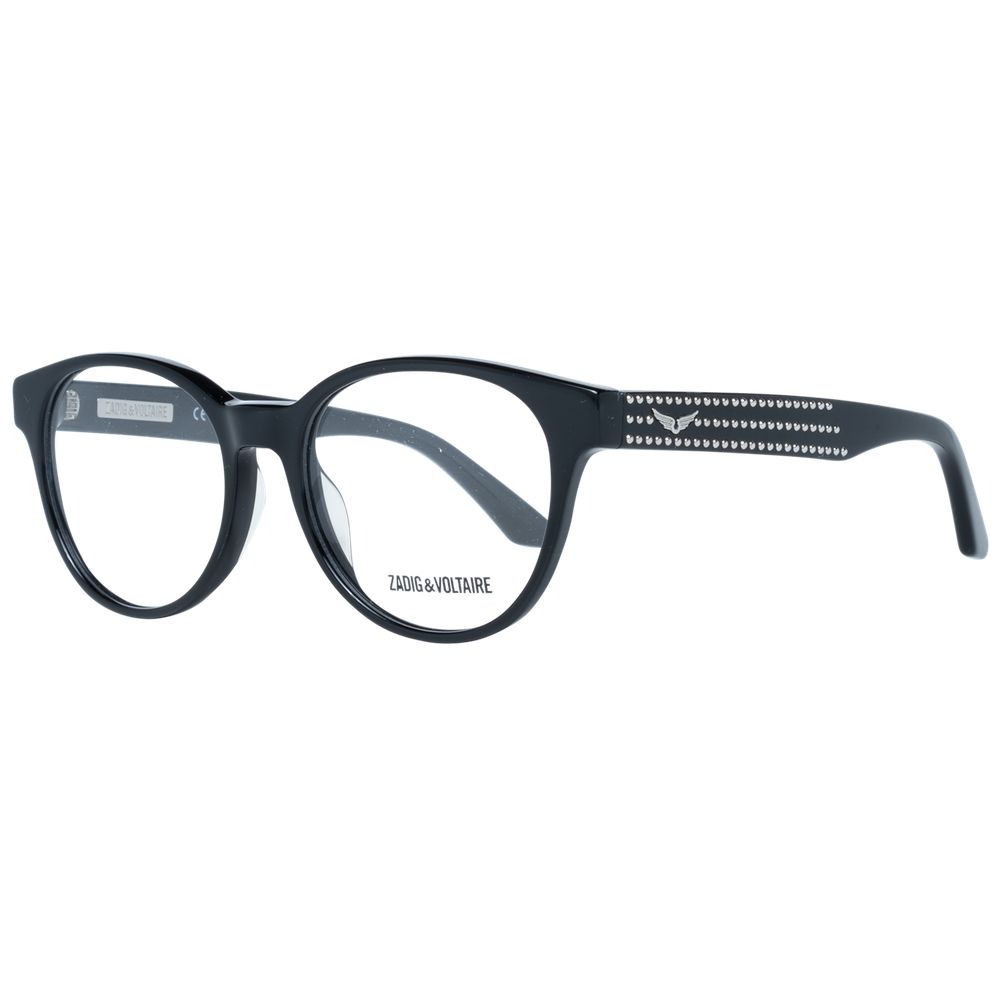 Zadig & Voltaire Black Women Glasses Frame in full-rim oval style with transparent lenses.